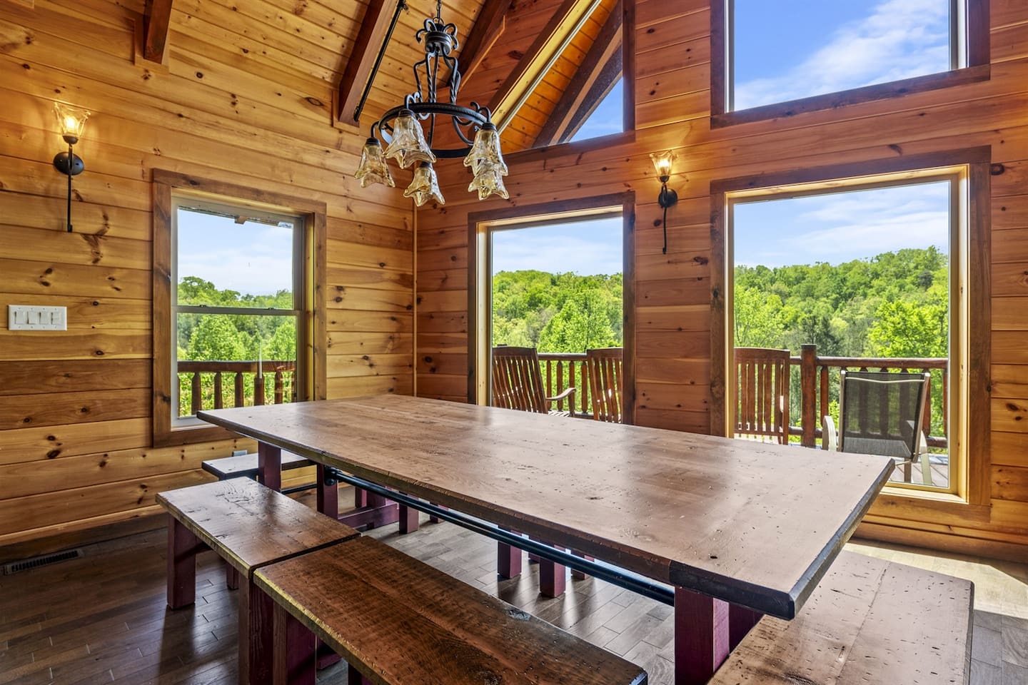 Dining room area seats 12 for meals or games
